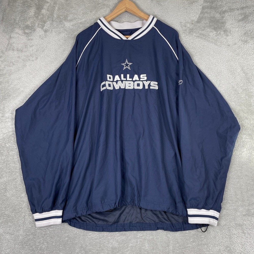 Reebok Dallas Cowboys‎ Windbreaker Mens XL Navy Blue Pullover V-Neck Y2K NFL